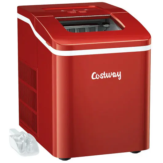 Costway Travel-friendly Countertop Ice Maker Machine Scoop, Fire Red, EP24744US-RE