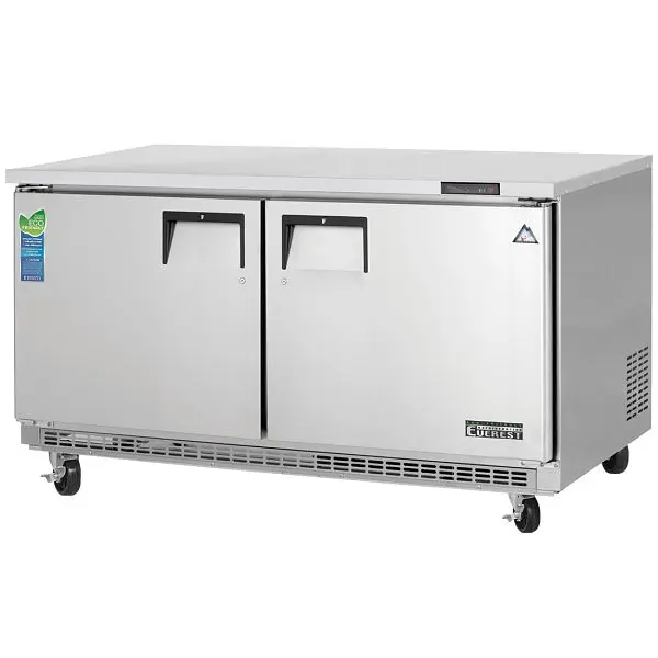 Everest Diamond-Pattern Refrigeration 2 Door Undercounter Freezer support mounted, 59 1/2", ETBWF2 Everest Refrigeration