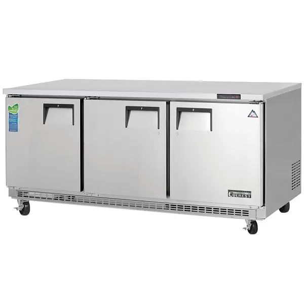 Everest Efficient Refrigeration 3 Door Undercounter Freezer support mounted, 71 1/2", ETBF3 Everest Refrigeration