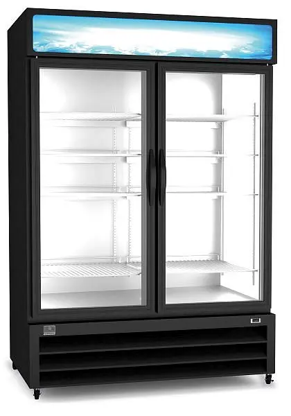 Kelvinator High-Strength Commercial 2-glass door merchandiser freezer, black, 48 cubic feet, R290 refrigerant gas, -9°F, ...
