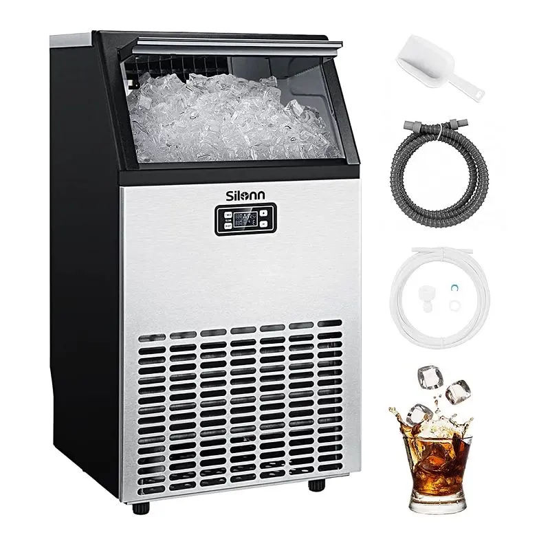 Silonn Commercial Cube Ice Maker LCD Screen, 100 Lbs, SLIM11