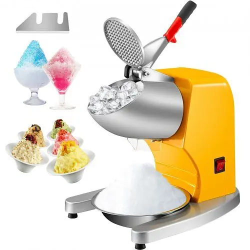 VEVOR 110V Electric Ice Shaver Crusher, 300W 1450 RPM Snow Cone Maker Machine, Bright Yellow, SBY-300FD110V3ZIQV1