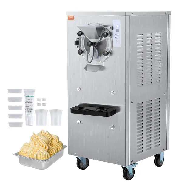 VEVOR All-Weather Commercial Ice Cream Machine, 20-25L/H Yield, 2400W 1-Flavor, 8L Stainless High-Carbon Steel Cylinder, D...