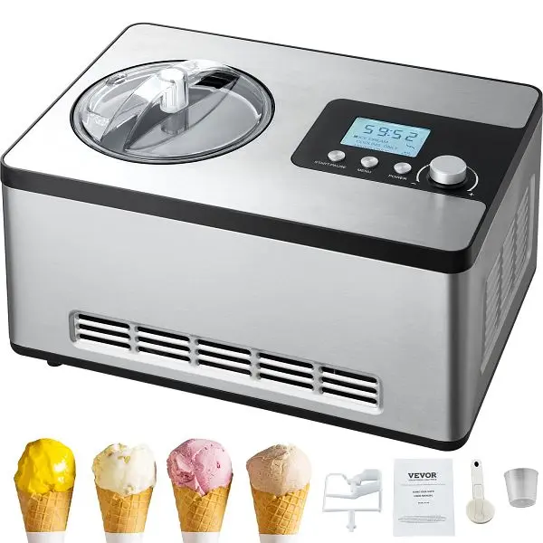 VEVOR Automatic Ice Cream Maker Constructed- Compressor, 2 Quart No Pre-freezing Fruit Yogurt Machine, JYBQLJ2KTYSJ0T1GSV1