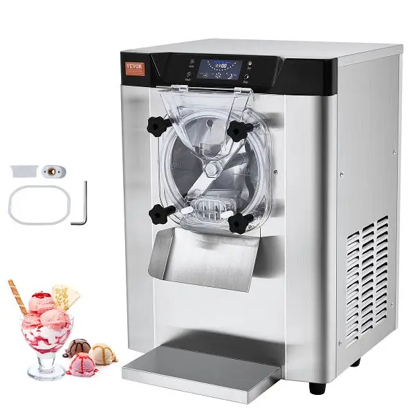 VEVOR Commercial Ice Cream Machine, 12 L/H Yield, 1713W Single Flavor, 4.5L Stainless Steel Cylinder, LED Panel Auto Clean...
