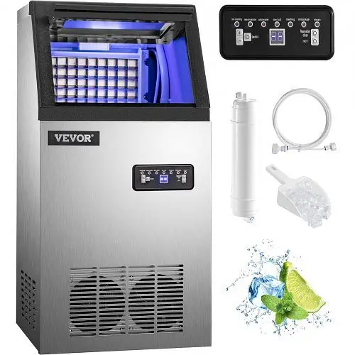 VEVOR Commercial Ice Maker Auto Transparent Cube Ice Making Machine 68kg 110V, 68KGSYZBJ00000001V1