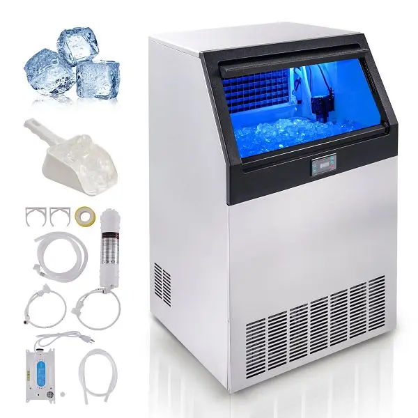 VEVOR Commercial Ice Maker Electric Drainage, 126 Ice Cubes, SYYTSFBZBJ26IW2ZHV1