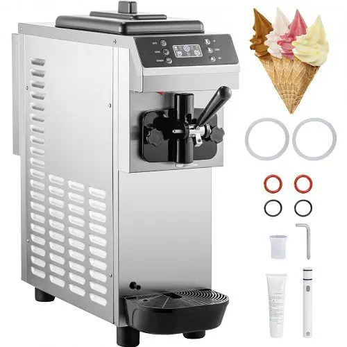 VEVOR Commercial Soft Ice Cream Machine, 13L/H (3.4Gal/H) Ice Cream Machine, Single-Flavor Gelato Machine Commercial Pre-C...