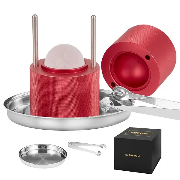 VEVOR Ice Ball Press, 2.4" Ice Ball Maker, Aircraft Al Alloy Ice Ball Press Kit 60mm, Ruby, BQYJHSLCJ60MMWIL4V0