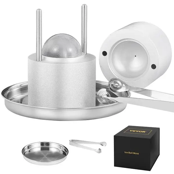 VEVOR Ice Ball Press, 2.4" Ice Ball Maker, Aircraft Al Alloy Ice Ball Press Kit 60mm, Silver, BQYJYSLCJ60MMNIAMV0