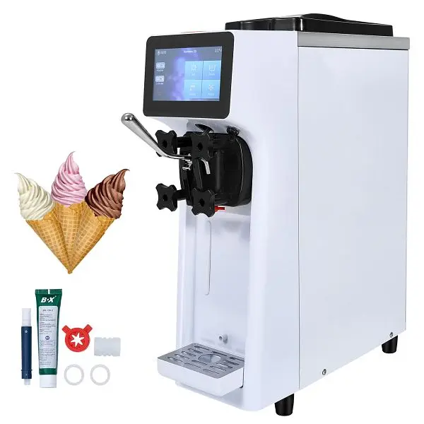 VEVOR Snap-On Commercial Ice Cream Machine, 10.6 QT/H Yield, 1000W Single Flavor, 4L Hopper 1.6L Cylinder, Touch Screen Au...