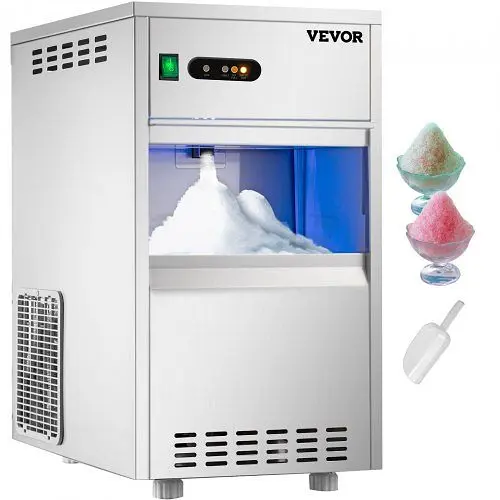 VEVOR Super-Strong 110V Commercial Freeatanding Snowflake Ice Maker 55LBS/24H, ETL Approved, Food Grade Stainless Mild Ste...