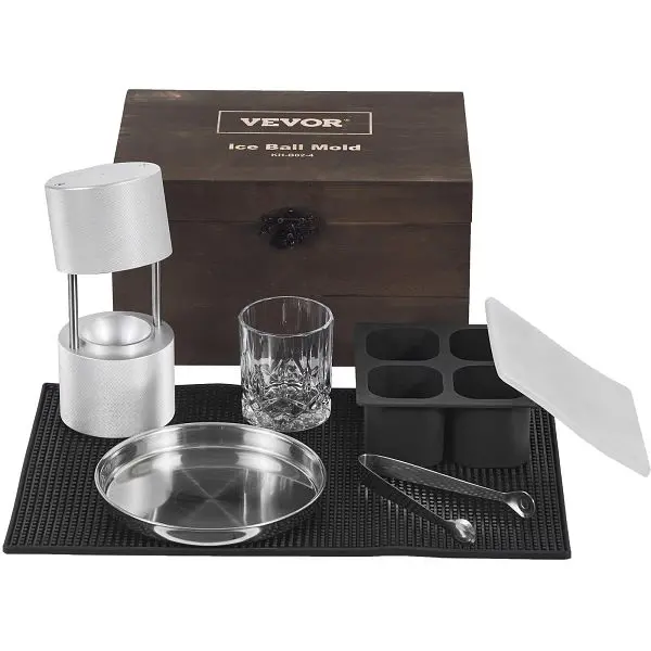 VEVOR Visible Ice Ball Press Kit, Aircraft Al Alloy Ice Press Ice Block Mold, Large Mat, BQYJYSLCG60MMN7OYV0