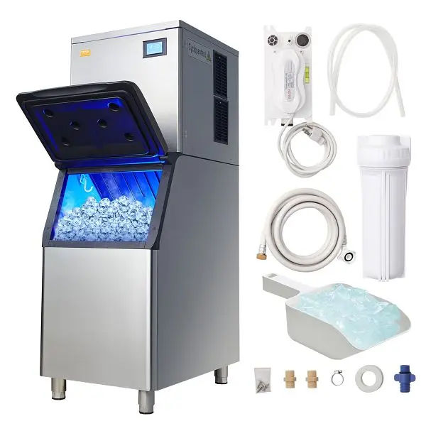 VEVOR Waterproof Commercial Ice Maker 360LBS/24H & 330.7LBS Storage Bin Auto Self-Cleaning, FTSZBJFBFTJTBB3WTV1