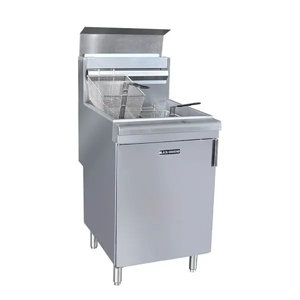 Black Wear-Resistant Diamond 150K BTU Gas Deep Fryer NG, BDGF-150/NG Black Diamond