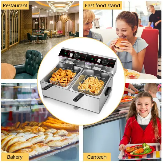 Costway Luminous 3400W Dual Tank Electric Countertop Deep Fryer, EP19233