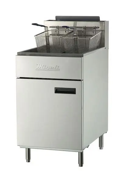 Migali Fast 75 lb Natural Gas Fryer, 170,000 BTU, 21.1"x30.1"x44.4" (WxDxH), Lift Gate included, C-F75-NG+LG