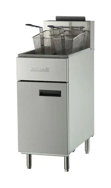 Migali 40 lb Liquid Propane Fryer, 90,000 BTU, 15.6"x30.1"x44.4" (WxDxH), Lift Gate included, C-F40-LP+LG