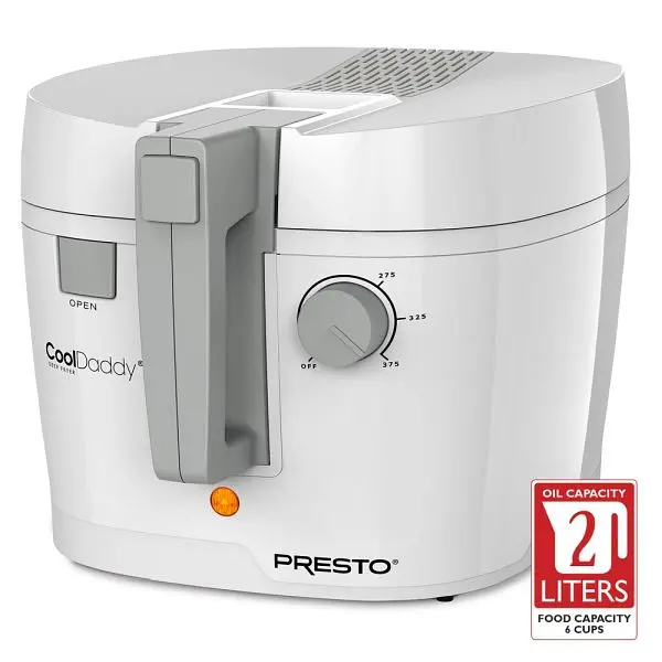 Presto Cooldaddy Cool-Touch Deep Fryer, removable bucket, white, 05443