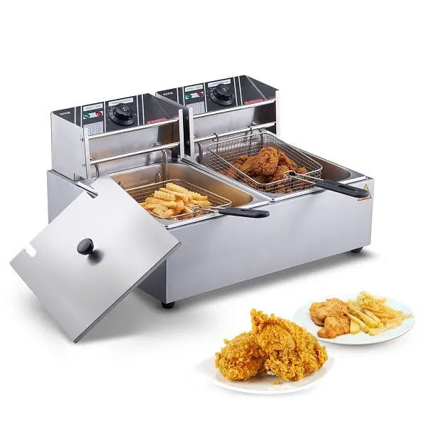 VEVOR Commercial Electric Deep Fryer, Dual Detachable Tanks, SG24L5000W12LIEZIV1