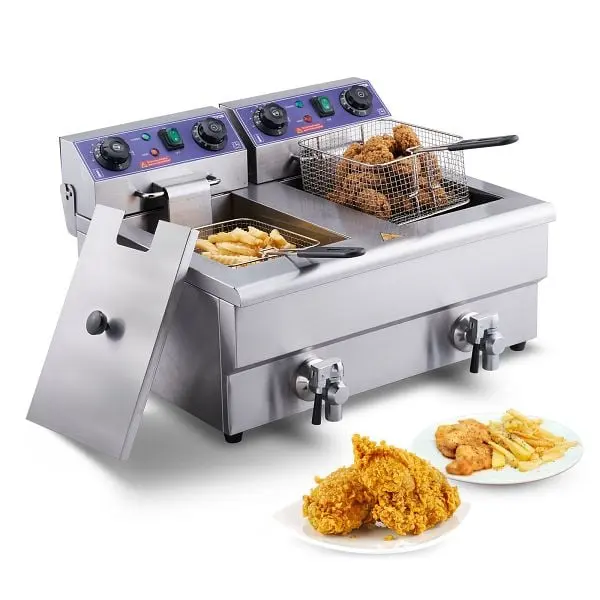 VEVOR Commercial Electric Deep Fryer, Dual Tanks 3000W, SG24L5000W12L1KYVV1