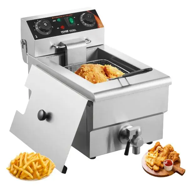 VEVOR Mini Commercial Electric Deep Fryer Countertop Deep Fryer 1500W 11.6Qt / 11L, DGDZGSJK0000XU1BAV1