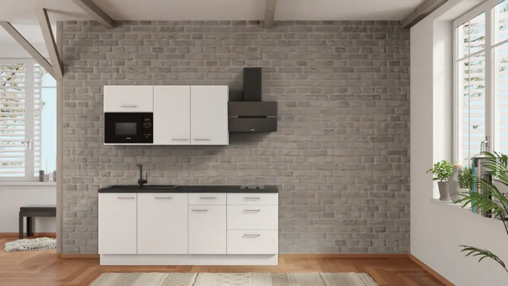 nobilia kitchen Freising 210 cm offer concrete slate charcoal oven