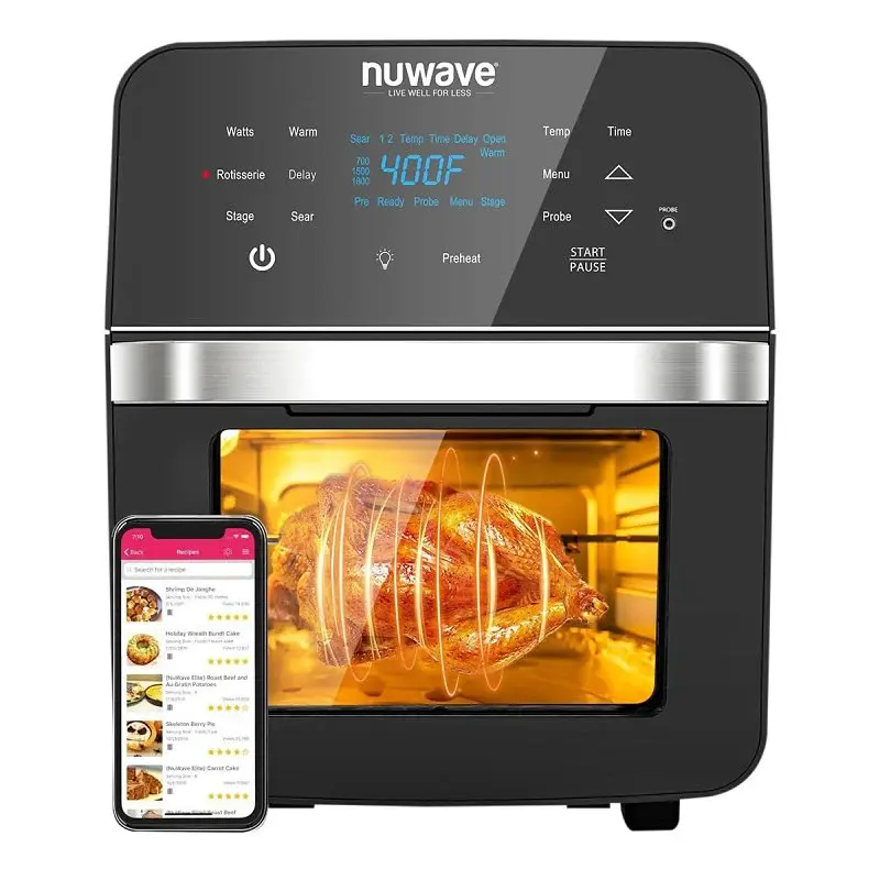 Nuwave 38040 Air Fryer Oven, 15.5 qt, 900, 1500, 1800 W, 1-Basket, LED Touch Pad Control, Jet-black