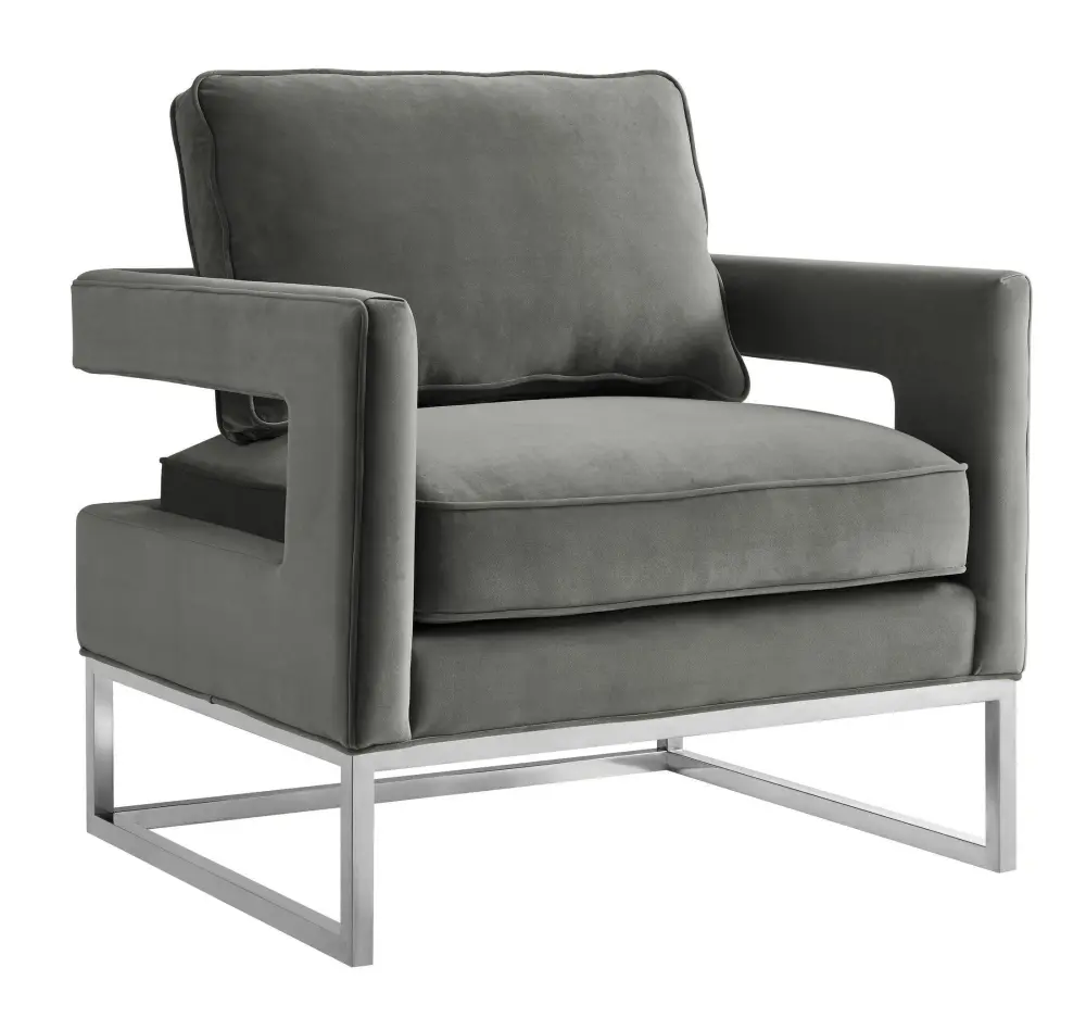 Avery Grey Soft-touch Chair - Silver Frame