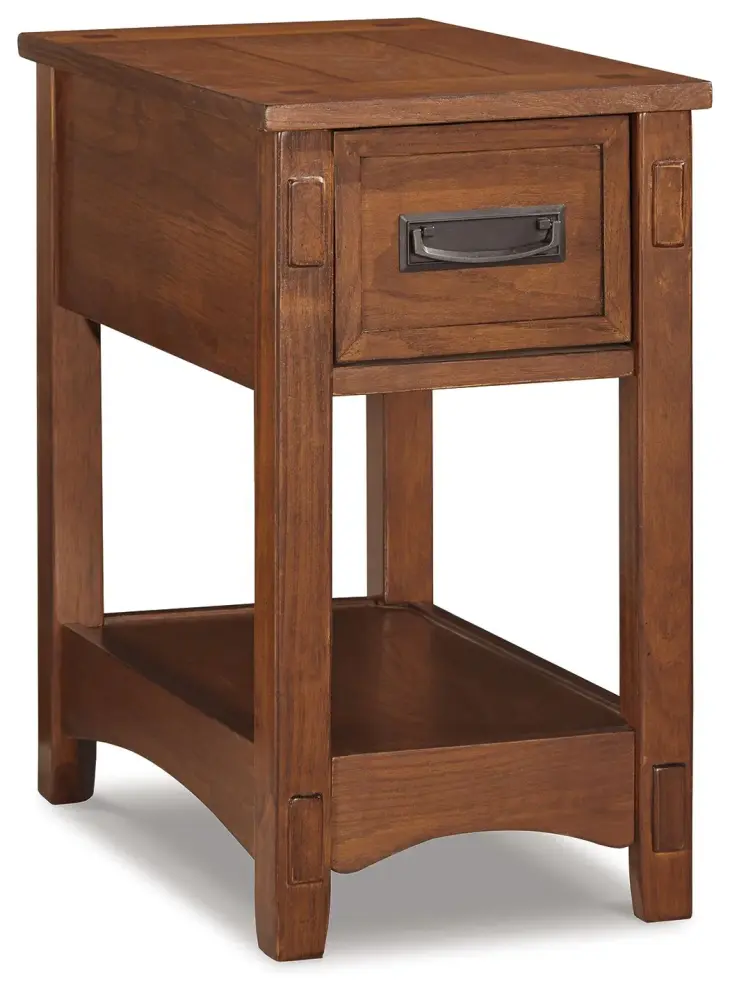 Breegin - Chair Side End Table - 1 Drawer - Chocolate 10-Year Frame Warranty