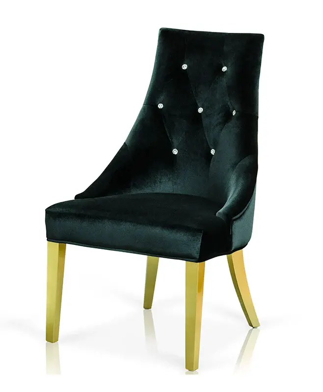 &X Charlotte Black Velour Golden Legs Dining Chair