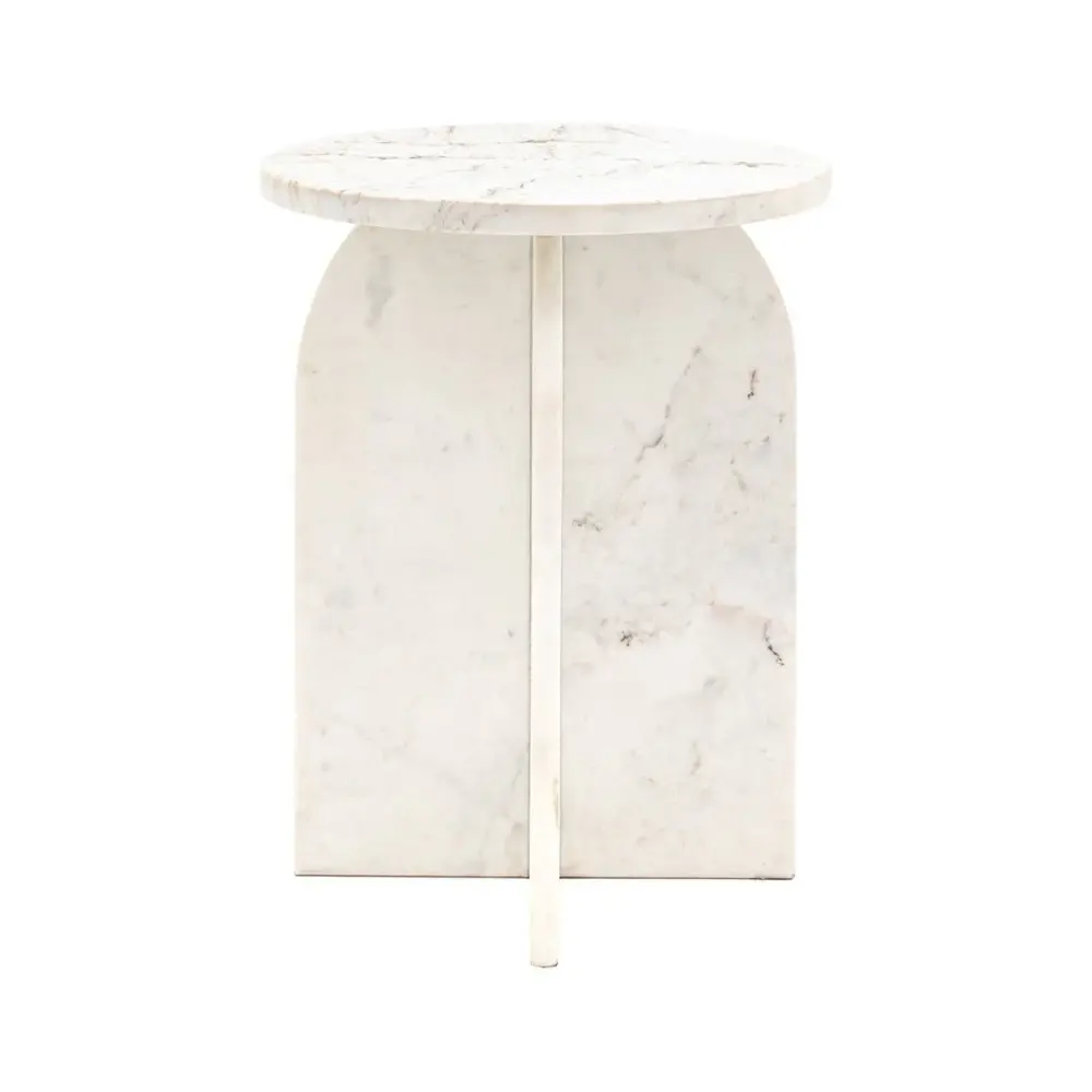 Charmouth Round Side Table - Alabaster