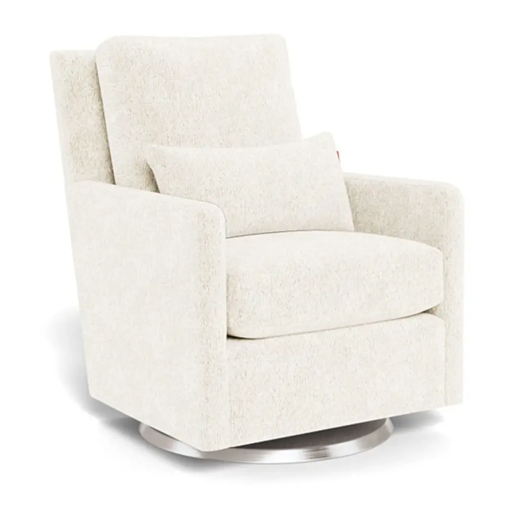 Como Rocking and Revolve Armchair - White Faux Sheepskin / Steel