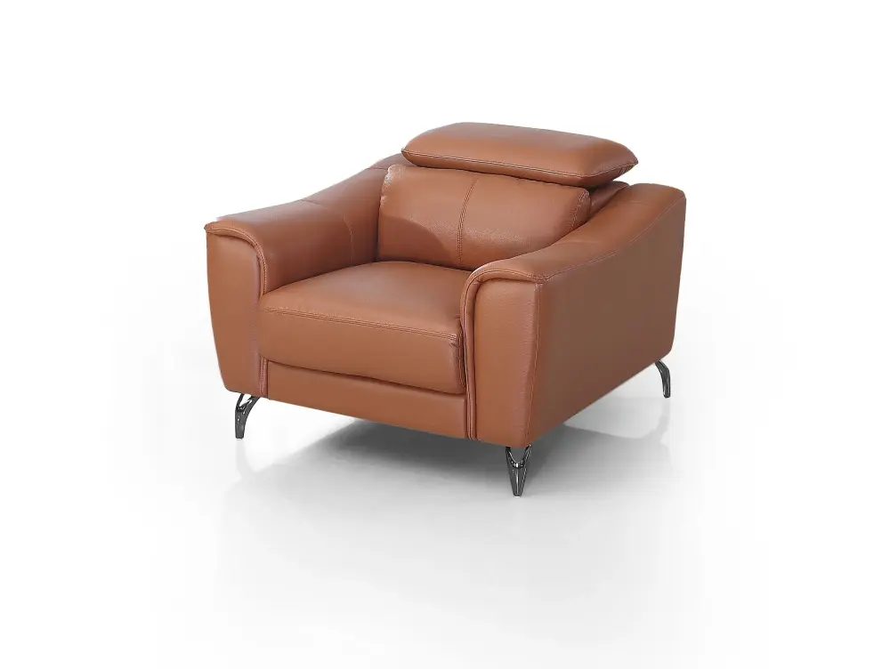 Divani Casa Danis - Modern Cognac Leather Chocolate Chair
