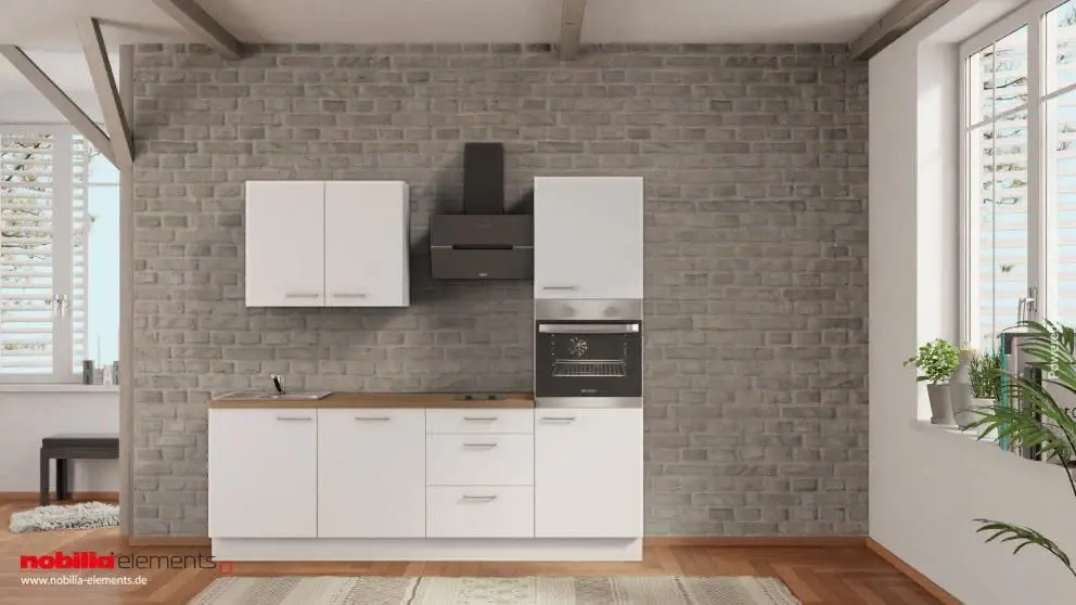 Foldable Storage nobilia kitchen unit Stralsund 240 cm alabaster matte oak Sierra __