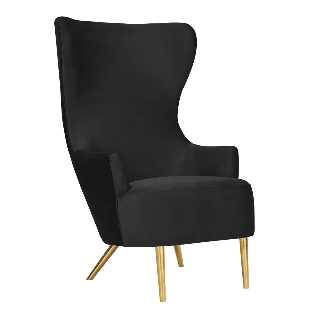 Julia Black Soft-touch Wingback Chair - UK Walnut Finish