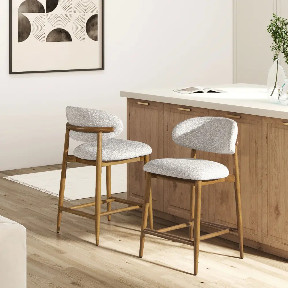 Locke - Modern Upholstered Counter Stool Frame - Salt / Pepper