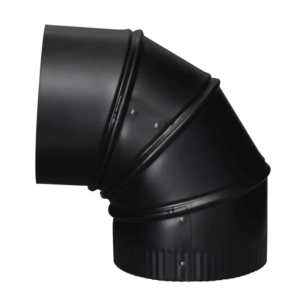Matte Black Corrugated 90° Elbow, 7''