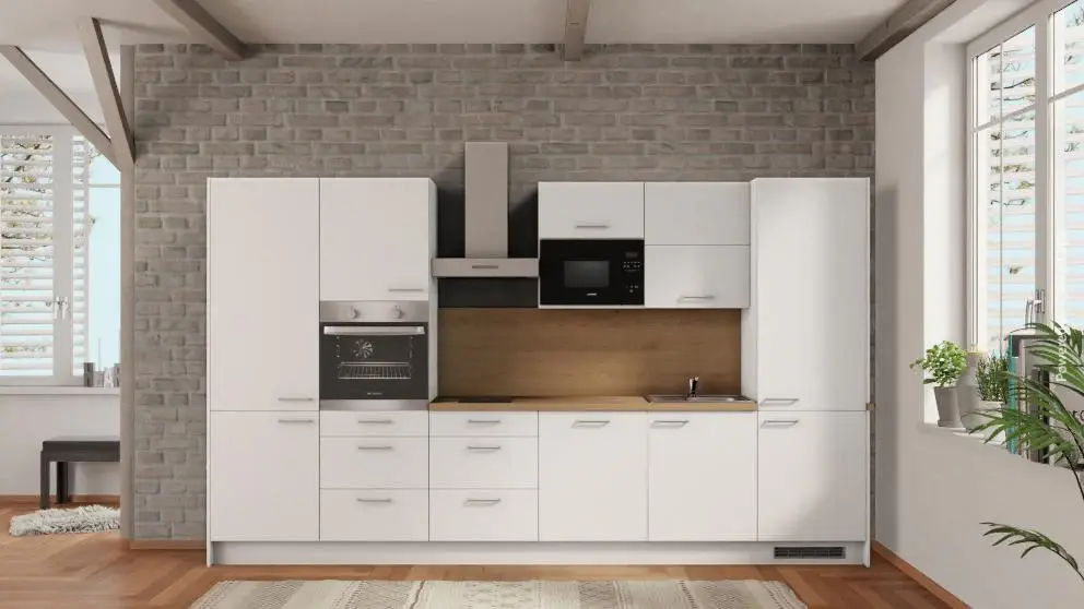 nobilia kitchen unit Bremerhaven 360 cm cost-effective Alpine white Sierra oak complete kitchen