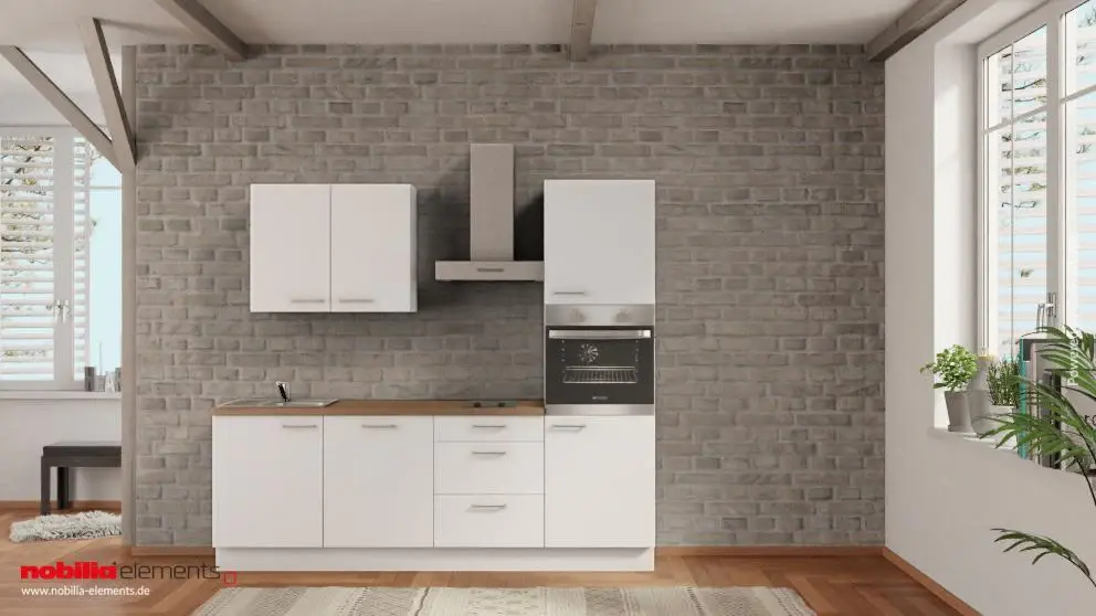nobilia kitchen unit Leonberg 240 cm alpine snow matte oak Sierra _-