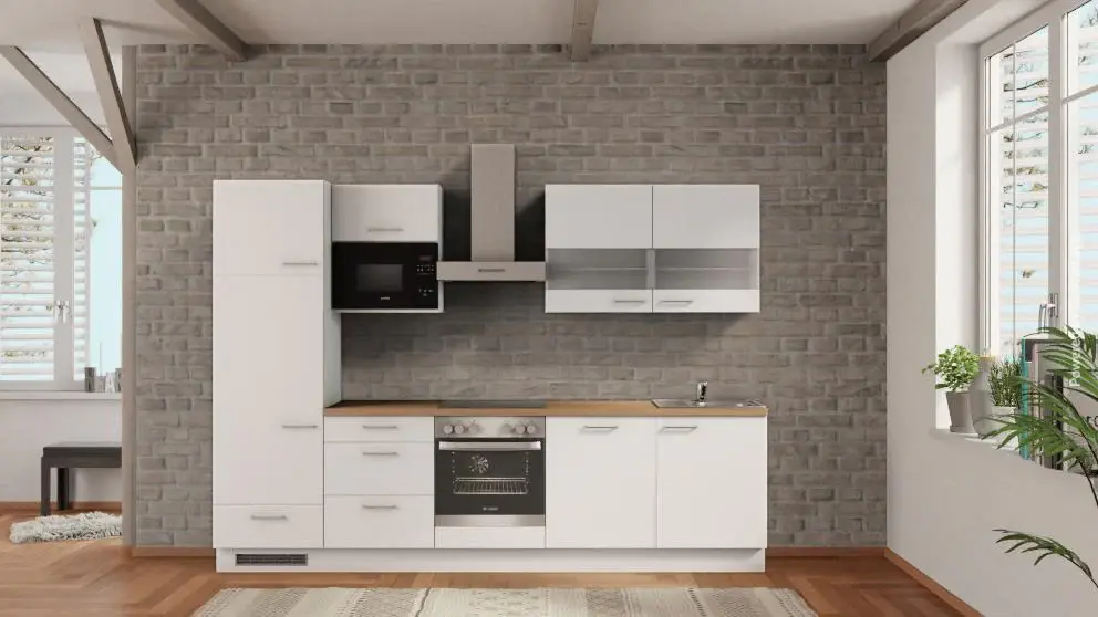 nobilia kitchen unit Pforzheim 300 cm Alpine white satin Oak Sierra __