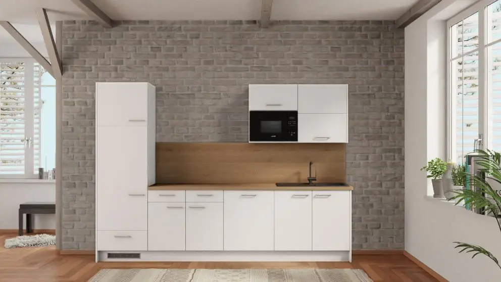 nobilia kitchen unit Wetzlar 300 cm alabaster kitchen affordable oak Sierra __ | Easy Assembly Required