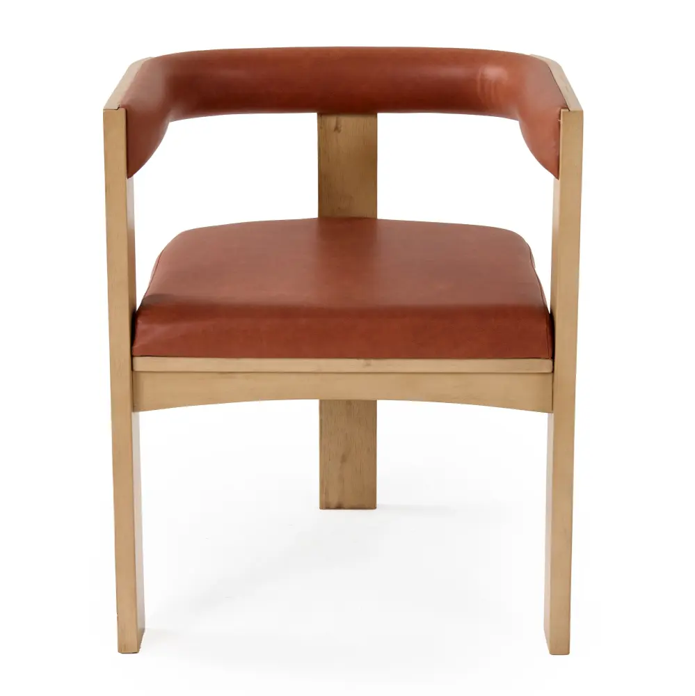 Nova Domus Oshana - Minimalist Rust Leatherette + White Oak Dining Chair