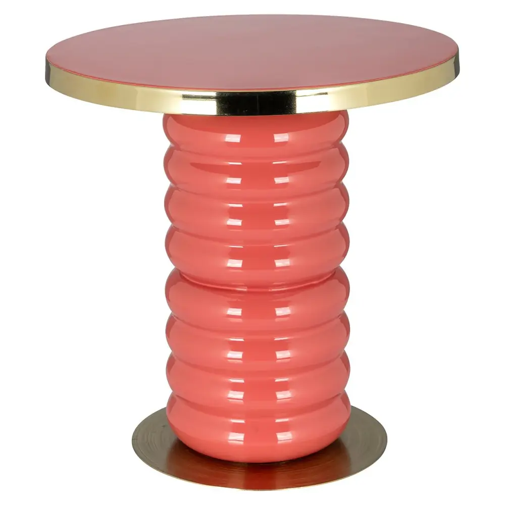 Shirin Round Side Table - Blush Storage Compartment