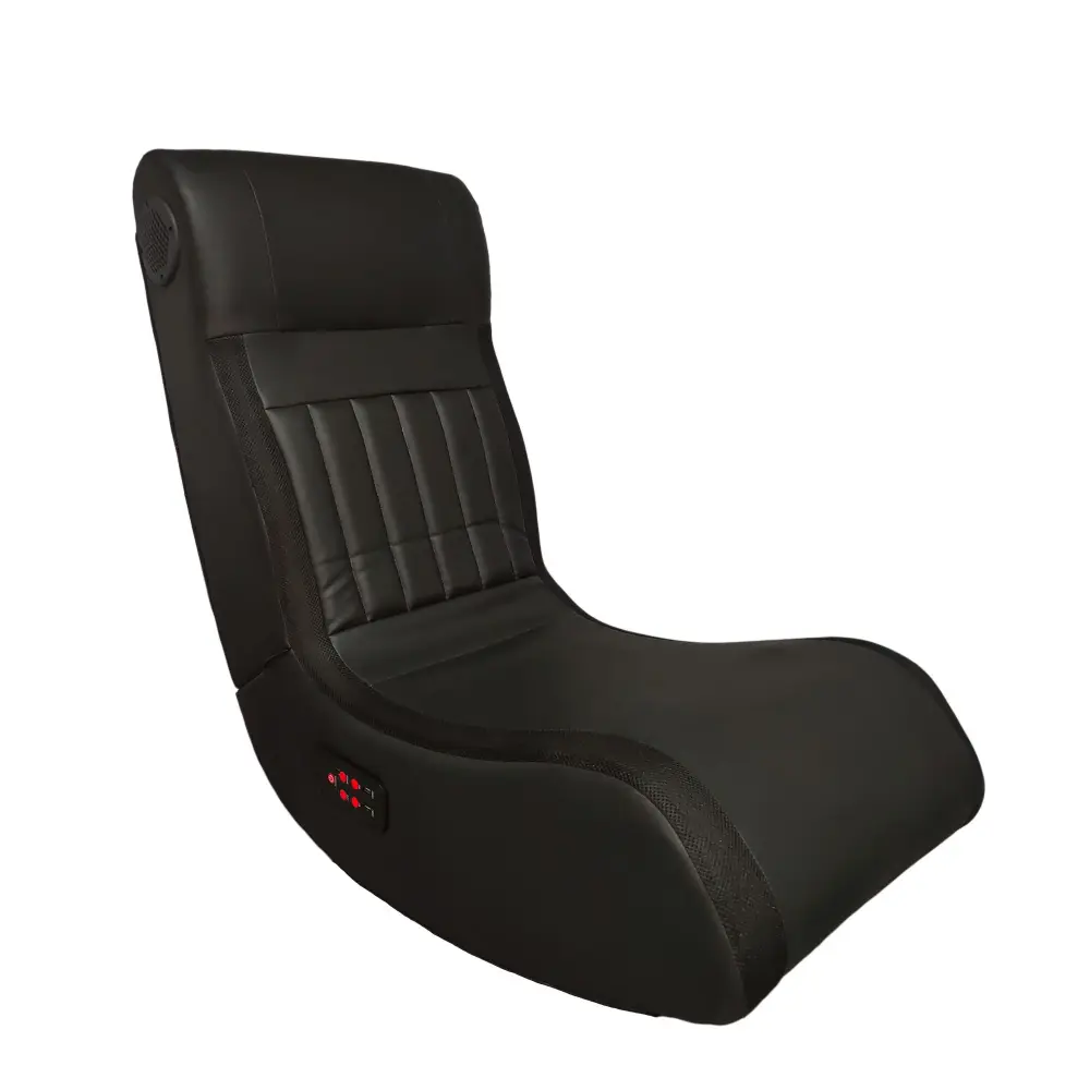 Foldable Gaming Chair Onboard Speakers, LED Strip Lighting, Bluetooth, Vibration Massage, USB Charging Port - Jet-black