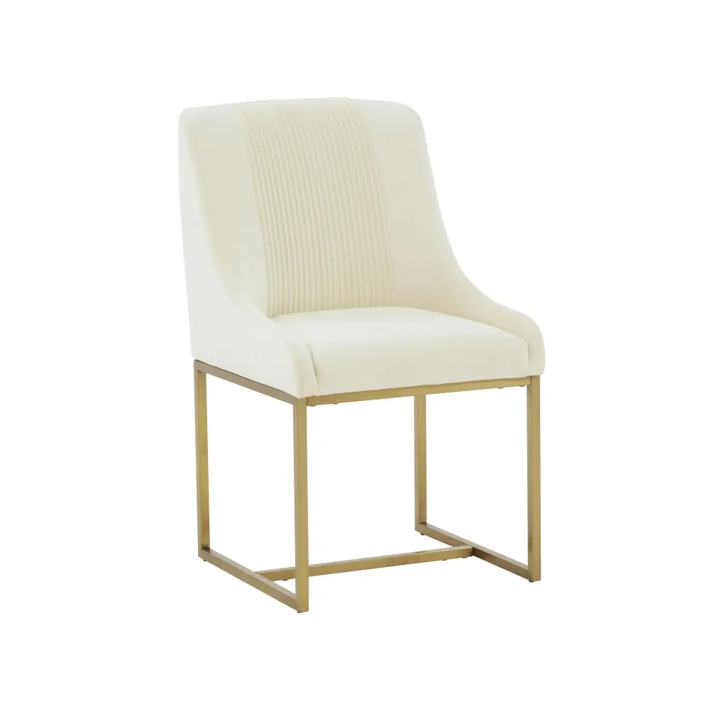 Lisa Cream Pleated Velour Dining Chair