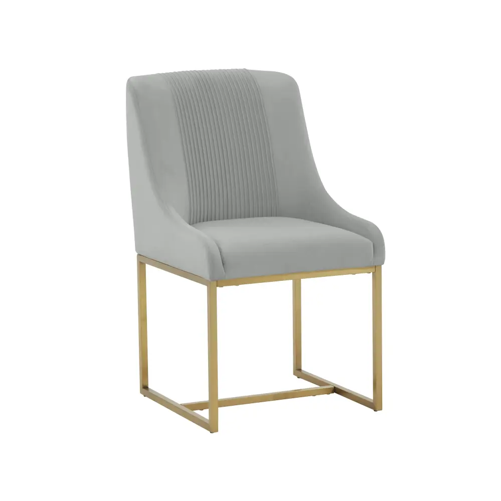 Lisa Grey Pleated Velour Dining Chair