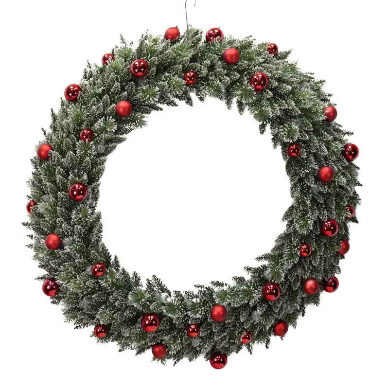 Santas Forest 39022 Glitter Wreath, Polyethylene, Battery, Glass-like Bulb, Hanging Hoop
