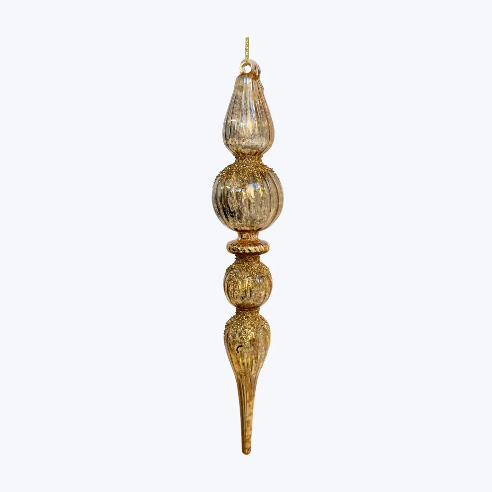 Assorted Antique Gilded Glittered Glass Drop Ornament