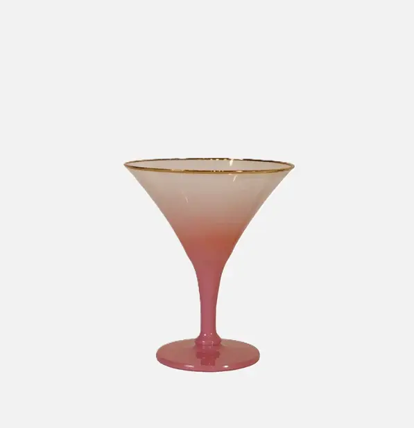 Cocktail Glass w/ Gilded Color Rim, Ombre